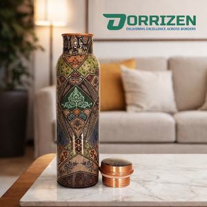 Botella de Agua de Cobre Martillado de 34 oz, Ecológica, con Tapa Antiderrames y Agarre Manual, Multicolor, para Yoga, Gimnasio, Oficina, Hogar y Viajes - Product Image 3