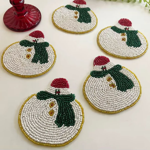 Handmade <b>Beaded</b> <b>Coasters</b> Set Vintage Style Decorative Dining Table Accessories At Cheap Price - Product Image 5
