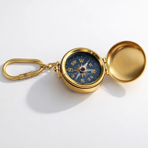 Vintage brass pocket <b>compass</b> keychain portable <b>navigation</b> <b>compass</b> key ring for travel hiking camping - Product Image 1