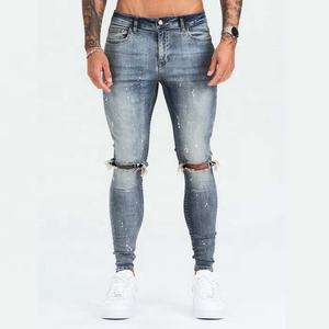 กางเกงยีนส์ทรงตรงลายสก็อตสำหรับผู้ชาย เป็นมิตรต่อสิ่งแวดล้อม ซักง่าย สวมใส่สบาย น้ำหนักปานกลาง คุณภาพสูง แห้งเร็ว ไซส์ใหญ่พิเศษ - Product Image 1