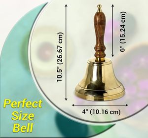 Superior Brass Hand <b>Bell</b> With Wooden Handle For Event Coordination Meditation And <b>School</b> Control Brass Hand <b>Bell</b> - Product Image 2
