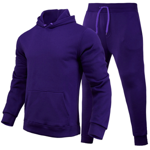 Ensemble de jogging deux pièces unisexe personnalisé en molleton uni pour couple, sweat à capuche et pantalon, pour adultes et hommes - Product Image 5
