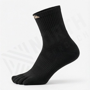 Black 5 Toe Crew Athletic <b>Socks</b> Breathable Spandex Polyester <b>Running</b> Sport <b>Socks</b> for Adults Summer Use - Product Image 3