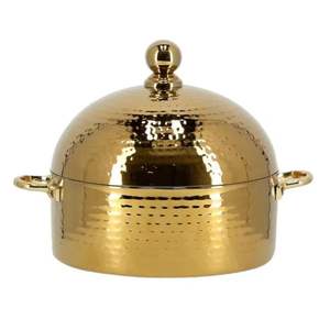 Casserole de luxe en acier inoxydable martelé doré avec couvercle, pot de service élégant pour cuisine et salle à manger - Product Image 3