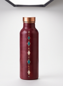 Botella de Agua de Cobre Esmaltada Artesanal con Diseño de Diamantes Marrones, Lujosa, Ayurvédica, para Fitness, Ecológica, OEM - Product Image 4