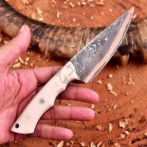 Cuchillo de caza y desollador de hoja de punta caída forjado a mano de cobre damasco San-Mai de alta calidad, mango de hueso de 8 pulgadas, superventas - Product Image 5