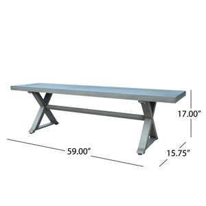 Panca da Pranzo Moderna in Alluminio Grigio Scuro per Uso Esterno e Patio - Product Image 4