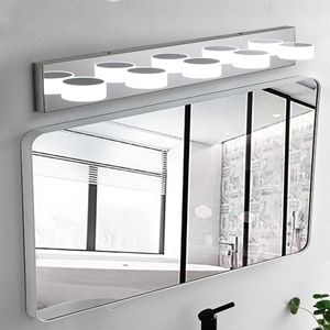 Lampada da parete moderna a 5 luci LED per bagno, 94 cm, a risparmio energetico, finitura cromata, paralumi in acrilico, Dimma - Product Image 5
