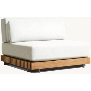 <span class=keywords><strong>Module</strong></span> de <span class=keywords><strong>canapé</strong></span> d'<span class=keywords><strong>extérieur</strong></span> en teck moderne et durable avec lattes parallèles, design imperméable et lavable pour utilisation en villa - Product Image 1