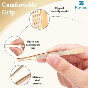 Top Trendy Product Stainless Steel Gold Color Eyebrow Tweezers, High-Precision Brow Shaping Hair Removal <b>Makeup</b> Grooming <b>Tool</b> - Product Image 2