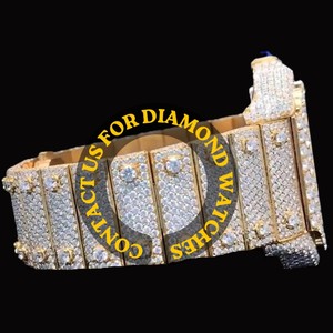Reloj de Diamantes Personalizado de Alta Gama, Estilo Hip Hop, con Números Romanos, Esfera Cuadrada, Completamente Cubierto con Moissanita Redonda, Colección Moderna - Product Image 2