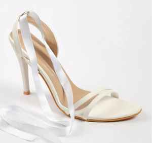 <b>White</b> Solid <b>Stiletto</b> Heel Women's 4 Inches High Pointed Toe Backstrap Summer Wedding Party Plus Size Princess Sandals - Product Image 4