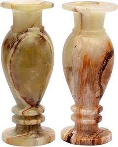 Pots et vases traditionnels en marbre onyx de luxe, sculptés à la main, écologiques, durables, pour une utilisation intérieure/extérieure à la maison et au jardin - Product Image 2