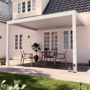 Pergola Bioclimatique Motorisée Écologique Éclairée par LED, Étanche, avec Système de Lames Orientables et Poteaux Renforcés pour Balcon - Product Image 1