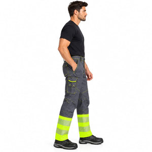 กางเกงทำงานนิรภัยสะท้อนแสงสำหรับผู้ชาย Hi-Vis ผ้าฝ้าย 100% คุณภาพสูง สำหรับงานเหมืองและจราจร ผลิตในประเทศปากีสถาน - Product Image 2