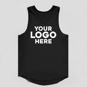 Men's Black Sleeveless <b>Tank</b> <b>Top</b> O-Neck Solid Breathable Knitted Custom Logo Front Printed Casual Style - Product Image 1