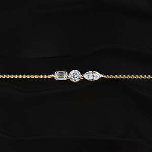 Premium three stone moissanite <b>bracelet</b> marquise round emerald cut 7 inch 925 sterling <b>silver</b> 10k 14k 18k gold platinum - Product Image 3