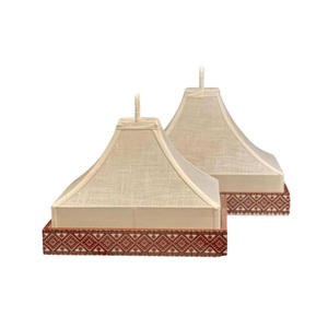 Bandeja de ratán tejida a mano para chocolate con cubierta de lino transpirable, elegante carpa plegable para alimentos, ideal para exhibición de postres en bodas y hoteles. - Product Image 1