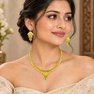 Wholesale Brass 14K 18K 24K Micron Gold Forming Short Necklaces Traditional Design Jewelry <b>Set</b> Indo-Western Fashion Jewelry <b>Set</b> - Product Image 2