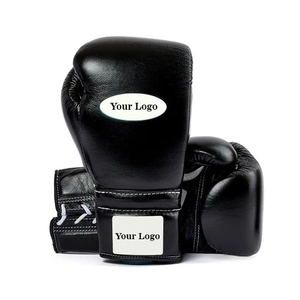 Gants de boxe en cuir noir et or, fermeture à lacets au poignet, pour adultes, équipement d'entraînement d'arts martiaux - Product Image 5