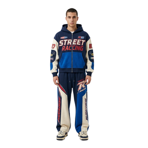 Ensemble de survêtement thermique à capuche en coton bicolore, sérigraphié ivoire et noir, à manches longues, durable et de haute qualité, style urbain - Product Image 4