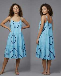 Midi <b>Dress</b> Spaghetti Strap Boho Loose Fit Tiered Hem Summer Casual Woven Cotton Bamboo Fiber Geometric Print - Product Image 4
