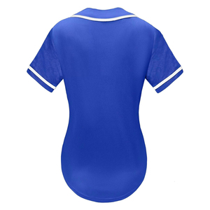 Unisex Royal <b>Blue</b> Baseball Jersey V-Neck Short Sleeve Moisture Wicking Breathable Fitted <b>Mesh</b> Button Front Sublimated Print OEM - Product Image 2