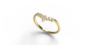 18K Gold V Shaped Marquise Diamond Wedding Band with Round Diamonds <b>Stacking</b> <b>Ring</b> Curved Enhancer <b>Rings</b> Fine Jewelry For Women - Product Image 2