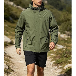 Chaqueta cortavientos con capucha, ventilación trasera de malla, dos bolsillos con cremallera y cordón elástico en el dobladillo para ajuste. - Product Image 5