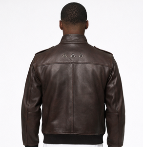 Veste en cuir véritable pour homme avec logo personnalisé, veste moto marron, veste de motard en cuir pour homme et femme, veste bomber en cuir vintage - Product Image 3