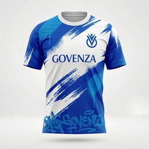 เสื้อกีฬาอีสปอร์ตสีน้ำเงินขาวแบบกำหนดเอง พิมพ์ลายทั้งตัว แห้งเร็ว เหมาะสำหรับทีมกีฬา - Product Image 1