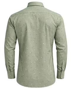 Camisa de Vestir Personalizada para Hombre, Color Verde Salvia, Estampada, Corte Entallado, Botones, Manga Larga, Informal, para Oficina, Mezcla de Algodón, OEM Personalizado - Product Image 2