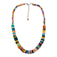 Chaîne multirangs faite à la main en perles d'imitation colorées, écologiques, style bohème, forme de boule, plaquée or, unisexe