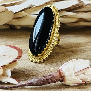 High Demand Latest Black Onyx <b>Ring</b> Cock Tail Brass <b>Ring</b> Chunky 18k Gold Plated Long <b>Statement</b> <b>Ring</b> Wholesale <b>Ring</b> For Women - Product Image 5