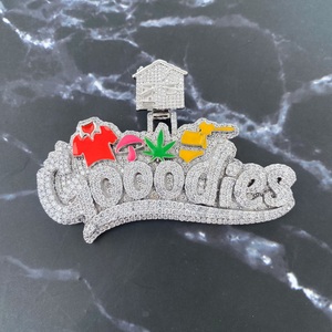 Collar con Colgante de Moissanita VVS Personalizado con Logotipo, Diseño Esmaltado Estilo Hip Hop, Plata de Ley 925, Joyería de Lujo, Regalo - Product Image 1