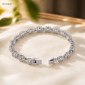 Vintage 925 Sterling <b>Silver</b> Link Chain Moissanite Ladies Luxury <b>Bracelets</b> Brilliant Round Cut Diamond Women's <b>Bracelets</b> - Product Image 6