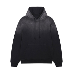 Sweat à capuche pour homme, coupe oversize, délavé à l'acide, brodé, 100% coton French Terry, avec poche, coupe classique, style hiver - Product Image 4