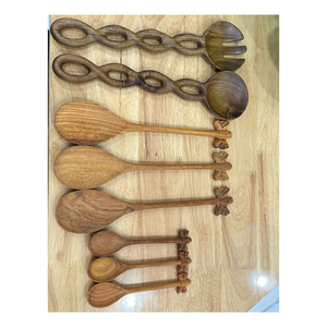 Large Acacia Wood Salad Server <b>Spoons</b> | Elegant Wooden Utensils Set <b>Spoon</b>, Wooden <b>Serving</b> <b>Spoons</b> Set Long Handle Retro Design - Product Image 1