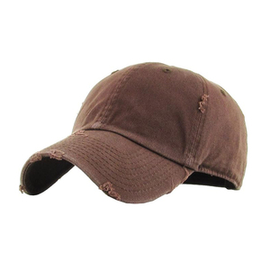 Brown 6-Panel Baseball <b>Cap</b> Cotton Washed Unisex Casual Fitted Hat Adult Solid Color Four Seasons - Product Image 1