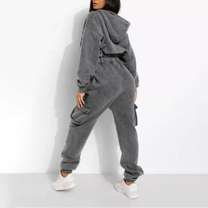 Ensemble 2 pièces décontracté pour femme, effet délavé, comprenant un crop top zippé à manches longues et un legging taille haute assorti, idéal pour l'automne et le fitness - Product Image 6