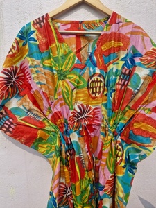 Women Cotton Boho <b>Kaftan</b> Dress Floral Print Loose <b>Maxi</b> <b>Kaftan</b> Beach Wear Summer Lounge Wear Stylish Comfortable Dress - Product Image 5
