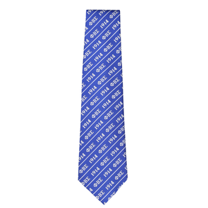 Corbata de Seda Azul Rey Phi Beta Sigma con Letras Griegas 1914, Patrón Tejido, Corbata Formal Clásica para Hombre - Product Image 1