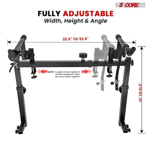 5 Core Adjustable 2-Tier Metal <b>Keyboard</b> <b>Stand</b> Attachment for 54-88 Key Digital Pianos (Model KS 2T GEAR) - Product Image 2