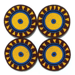 Modern Bohemian Art Beaded Cocktail Coasters <b>Scratch</b> Resistant for Kitchen and Table Decor - Product Image 3