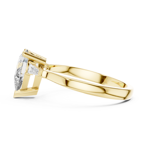Anillo de Compromiso Art Deco Vinson Project con Moissanita Creada en Laboratorio, Corte Pera Exquisito, Certificación GRA, Piedras Laterales Baguette Cónicas - Product Image 2