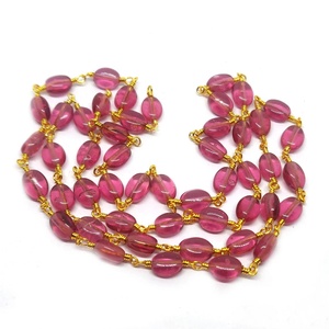 Strawberry Hydro Beaded <b>Rosary</b> Chain 6MM 7MM Oval Silver Plated Chain Roll Wholesale Bulk Jewelry Making Chain For Necklace - Product Image 3