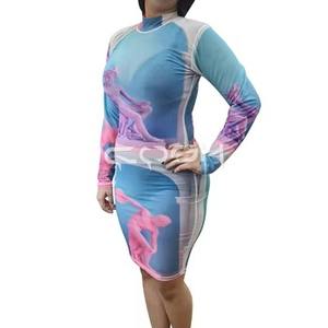 Vestido mini ajustado de malla con estampado de estatuas, manga larga, corte ceñido, estampado artístico, para fiesta, fabricante - Product Image 4