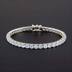 Pulsera de tenis de piedra lunar hecha a mano, plata de ley 925, joyería elegante con gemas, regalo para mujer - Product Image 5