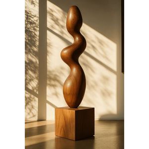 Sculpture en bois minimaliste, accent décoratif pour les espaces intérieurs - Product Image 1