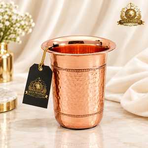 Vaso de Cobre con Patrón Marroquí Ornamentado, Vaso de Agua de Cobre Puro, Taza para Beber con Diseño Floral en Relieve, Vajilla Metálica al por Mayor - Product Image 3